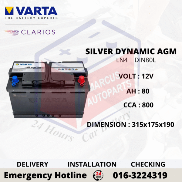 VARTA SILVER DYNAMIC AGM LN4 | DIN80L CAR BATTERY