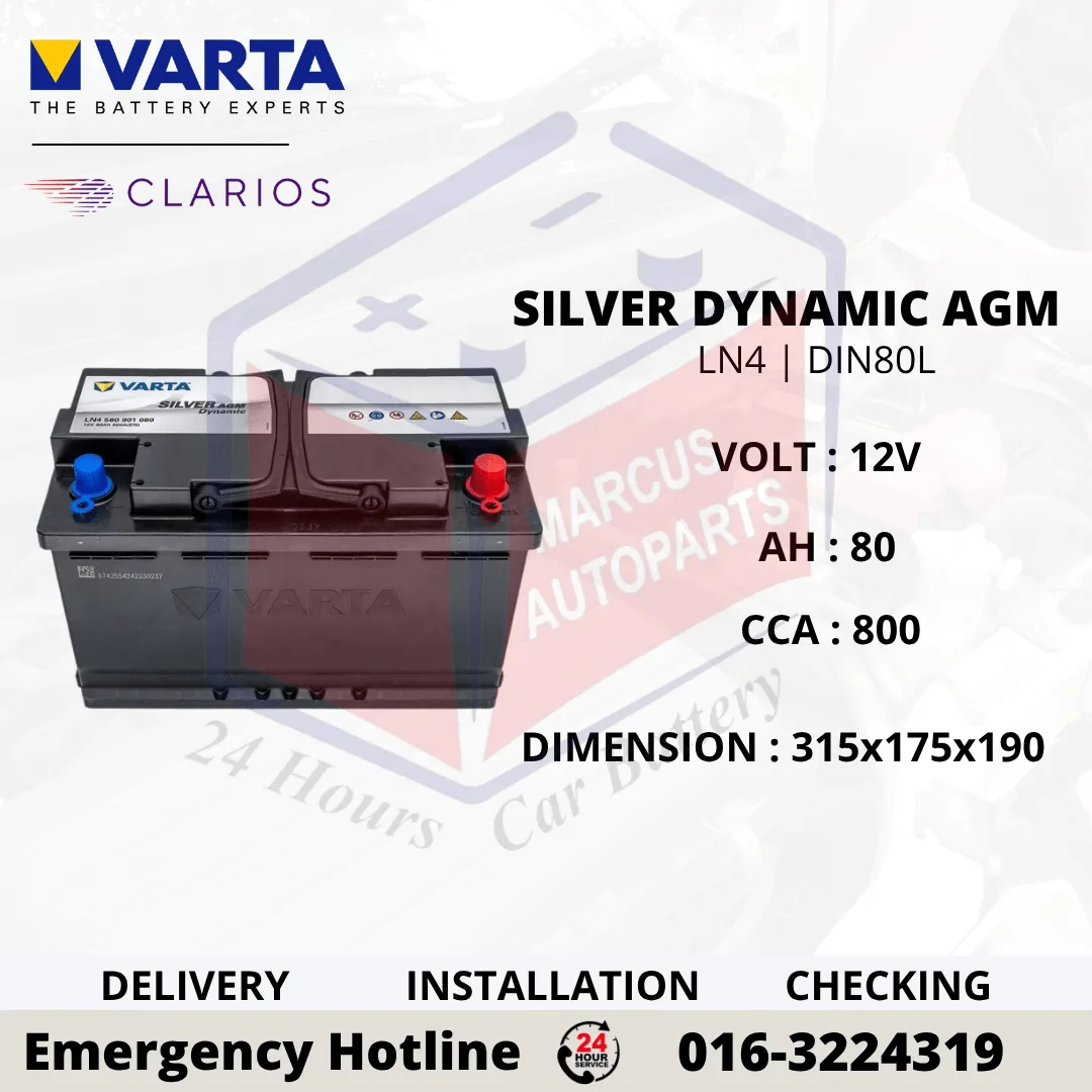 VARTA SILVER DYNAMIC AGM LN4 | DIN80L 80AH 800CCA START-STOP CAR BATTERY (CHINA MADE)