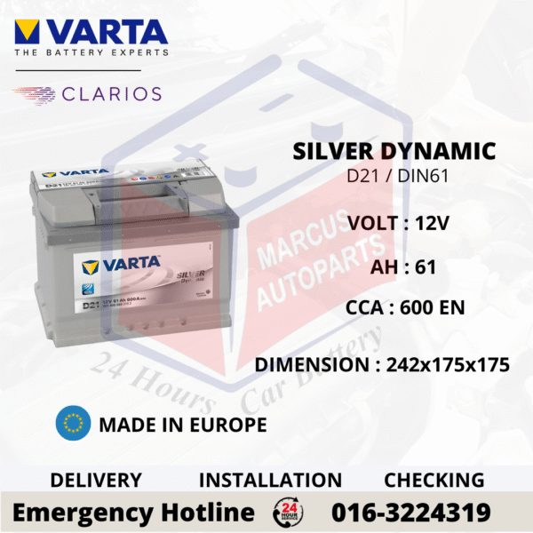 VARTA SILVER DYNAMIC LN2 | D21 | DIN61L CAR BATTERY