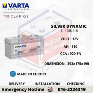 VARTA SILVER DYNAMIC I1 | LN6 | DIN110L 110AH 920CCA CAR BATTERY (EUROPE)