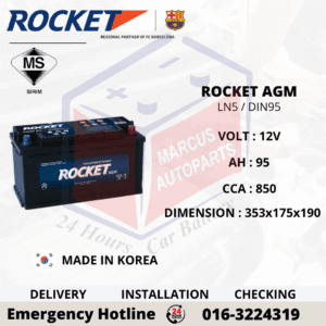 ROCKET AGM LN5 | DIN95L 95AH 850CCA START-STOP CAR BATTERY