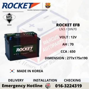 ROCKET EFB LN3 | DIN70L 70AH 680CCA START-STOP CAR BATTERY