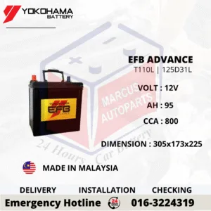 YOKOHAMA ADVANCE EFB T110L | 125D31L 95Ah 800CCA START-STOP CAR BATTERY