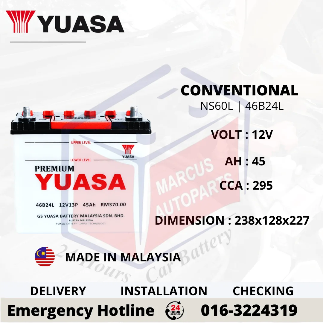 YUASA CONVENTIONAL NS60L | 45Ah 295CCA CAR BATTERY