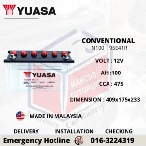 YUASA CONVENTIONAL N100 | 95E41R 100Ah 475CCA AUTOMOTIVE BATTERY