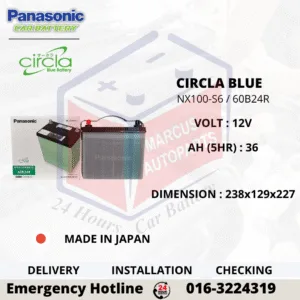 PANASONIC CIRCLA BLUE NX100-S6 NS60 60B24R Car Battery