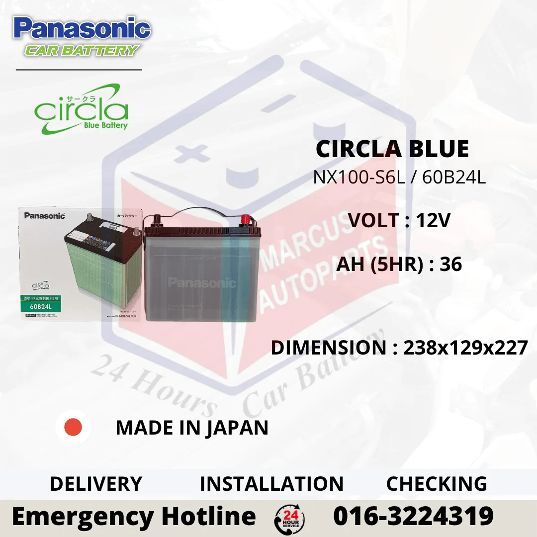 PANASONIC CIRCLA BLUE NX100-S6L NS60L 60B24L Car Battery