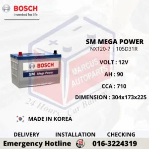 BOSCH SM MEGA POWER NX120-7 N70Z 105D31R 0092S47033 90AH 710CCA CAR BATTERY