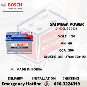 BOSCH SM MEGA POWER LN3 DIN66L 56638 0092S47512 66AH 500CCA CAR BATTERY