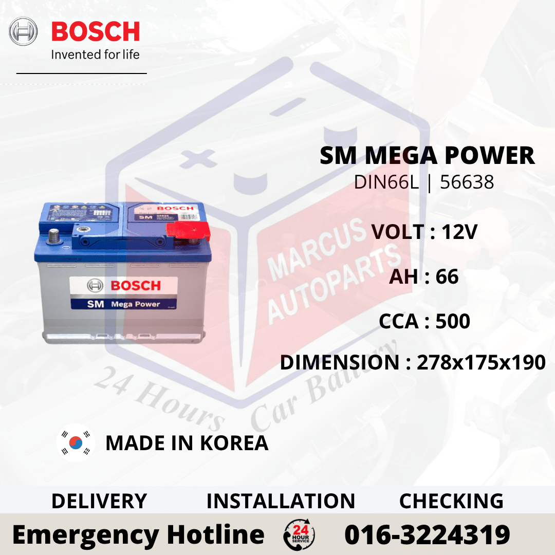 BOSCH SM MEGA POWER LN3 DIN66L 56638 0092S47512 66AH 500CCA CAR BATTERY