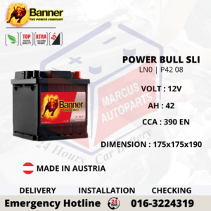 BANNER POWER BULL SLI LN0 | DIN42L | P42 08 | 42Ah 390EN MAINTENANCE FREE CAR BATTERY