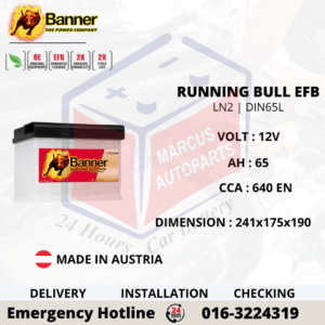 BANNER RUNNING BULL EFB LN2 | DIN65L | 56511 65AH 640EN START-STOP CAR BATTERY