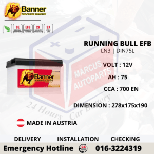 BANNER RUNNING BULL EFB LN3 | DIN75L | 57511 75AH 700EN START-STOP CAR BATTERY