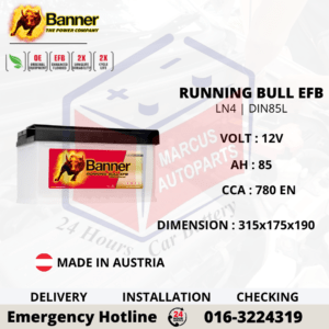 BANNER RUNNING BULL EFB LN4 | DIN85L | 58511 85Ah 780EN START-STOP CAR BATTERY