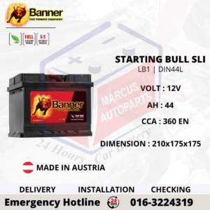 BANNER STARTING BULL SLI LB1 | DIN44L | 54409 44AH 360EN MAINTENANCE FREE CAR BATTERY