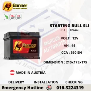 BANNER STARTING BULL SLI LB1 | DIN44L | 54409 44AH 360EN MAINTENANCE FREE CAR BATTERY
