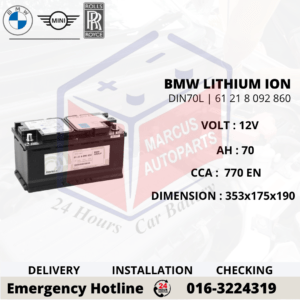 BMW LITHIUM ION LN5 | 61 21 8 092 860 | DIN70L 70AH 770EN START-STOP CAR BATTERY