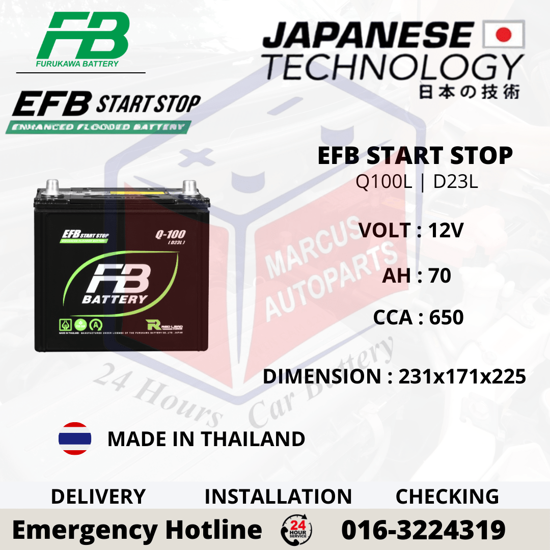 FB EFB Q100L | D23L 70Ah 650CCA START-STOP CAR BATTERY