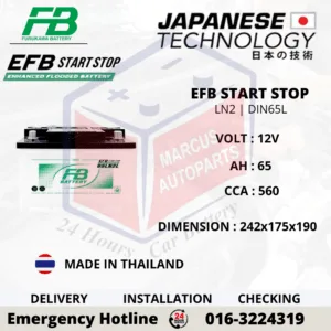 FB FURUKAWA EFB LN2 | DIN65L | 65LN2L 65AH 560CCA START-STOP CAR BATTERY