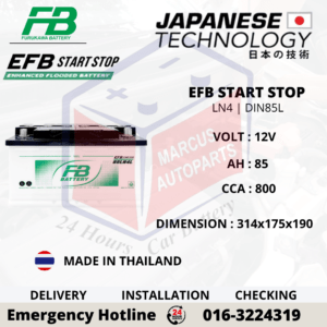 FB EFB LN4 | DIN85L | 85LN4L 85Ah 800CCA START-STOP CAR BATTERY