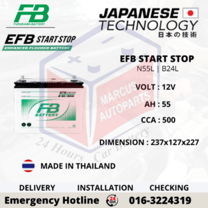 FB EFB N55L | B24L 55Ah 500CCA START-STOP CAR BATTERY