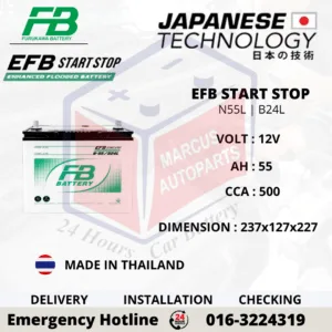 FB FURUKAWA EFB N55L 55AH 500CCA START-STOP CAR BATTERY