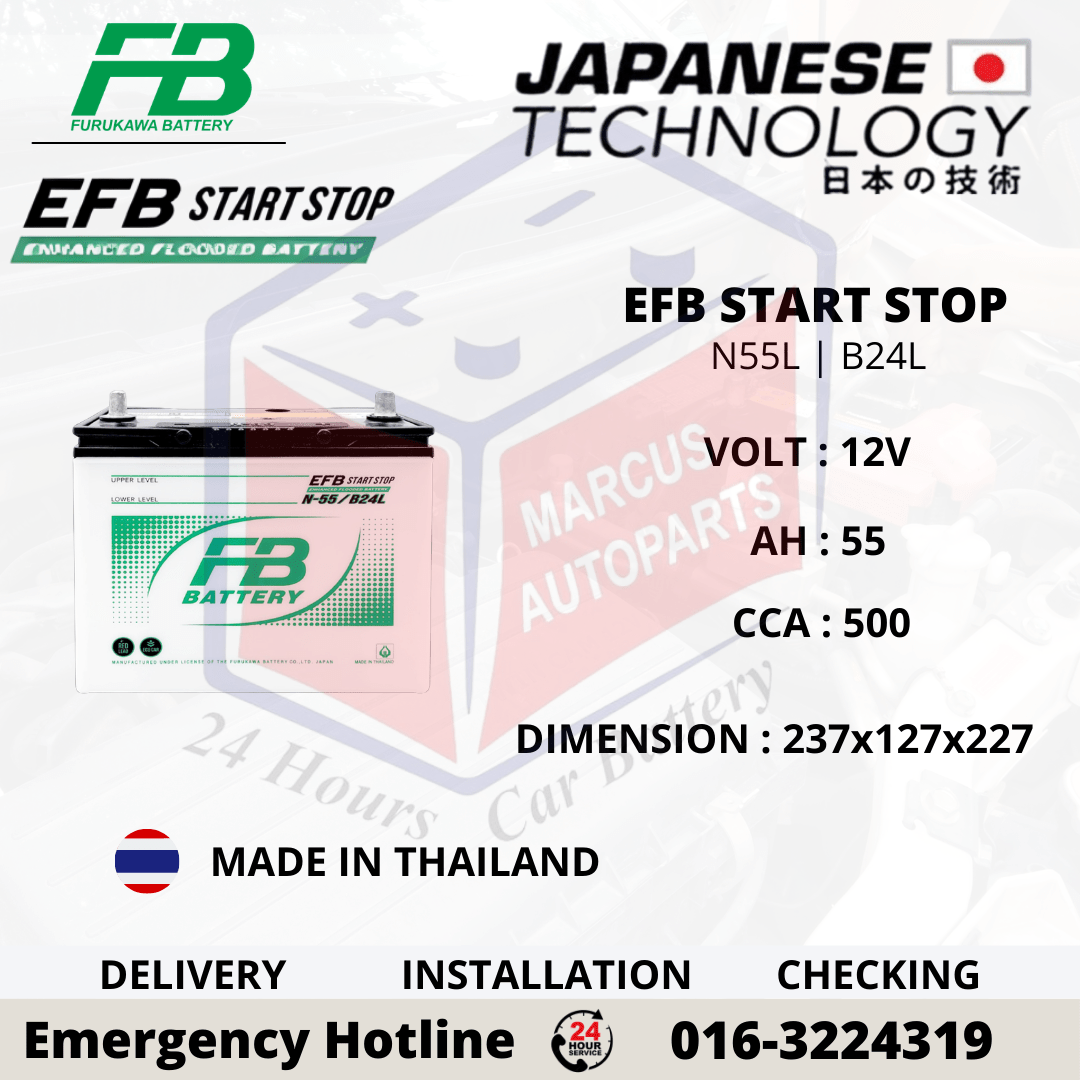FB EFB N55L | B24L 55Ah 500CCA START-STOP CAR BATTERY