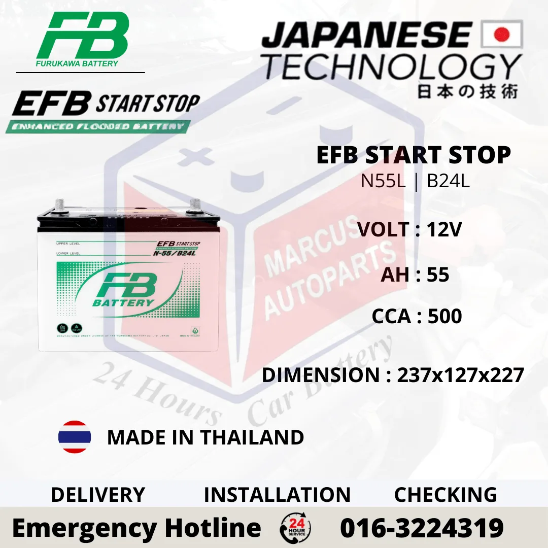 FB FURUKAWA EFB N55L 55AH 500CCA START-STOP CAR BATTERY