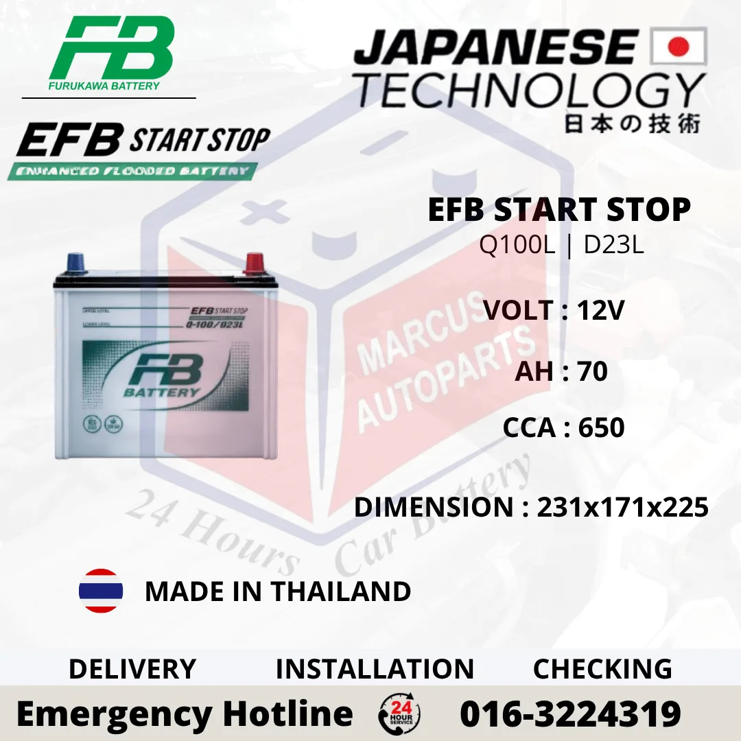 FB FURUKAWA EFB Q100L 70AH 650CCA START-STOP CAR BATTERY