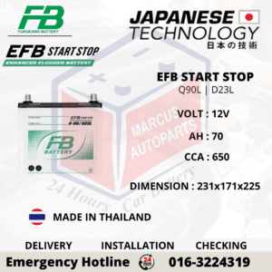 FB FURUKAWA EFB Q90L 70AH 650CCA START-STOP CAR BATTERY