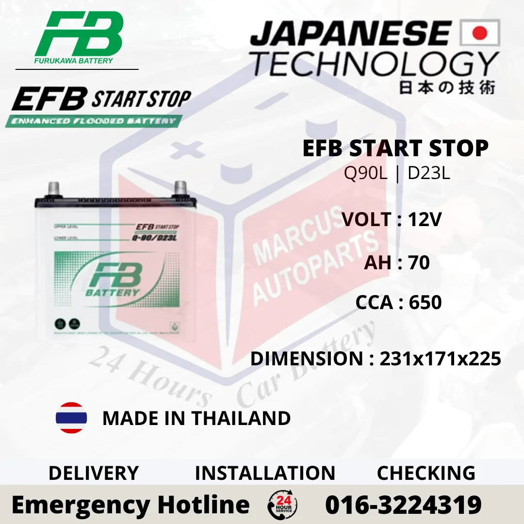 FB FURUKAWA EFB Q90L 70AH 650CCA START-STOP CAR BATTERY