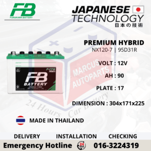 FB PREMIUM HYBRID NX120-7 | N70Z | F-175R | 95D31R 95AH AUTOMOTIVE BATTERY