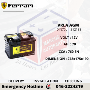 FERRARI AGM LN3 | DIN70L | 312188 70Ah 760EN START-STOP CAR BATTERY