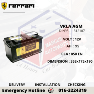 FERRARI AGM LN5 | DIN95L | 312187 95Ah 850EN START-STOP CAR BATTERY