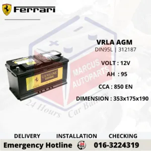 FERRARI AGM LN5 | DIN95L | 312187 95Ah 850EN START-STOP CAR BATTERY