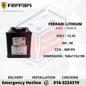 FERRARI LITHIUM-ION 966818 40Ah 660EN LiFePO4 13.2V SYSTEM BATTERY