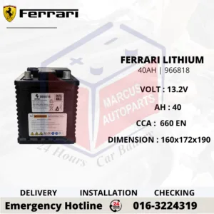 FERRARI LITHIUM-ION 966818 40Ah 660EN LiFePO4 13.2V SYSTEM BATTERY