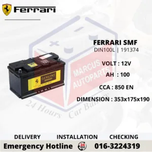 FERRARI SMF LN5 | DIN100L | 191374 100Ah 850EN MAINTENANCE FREE CAR BATTERY