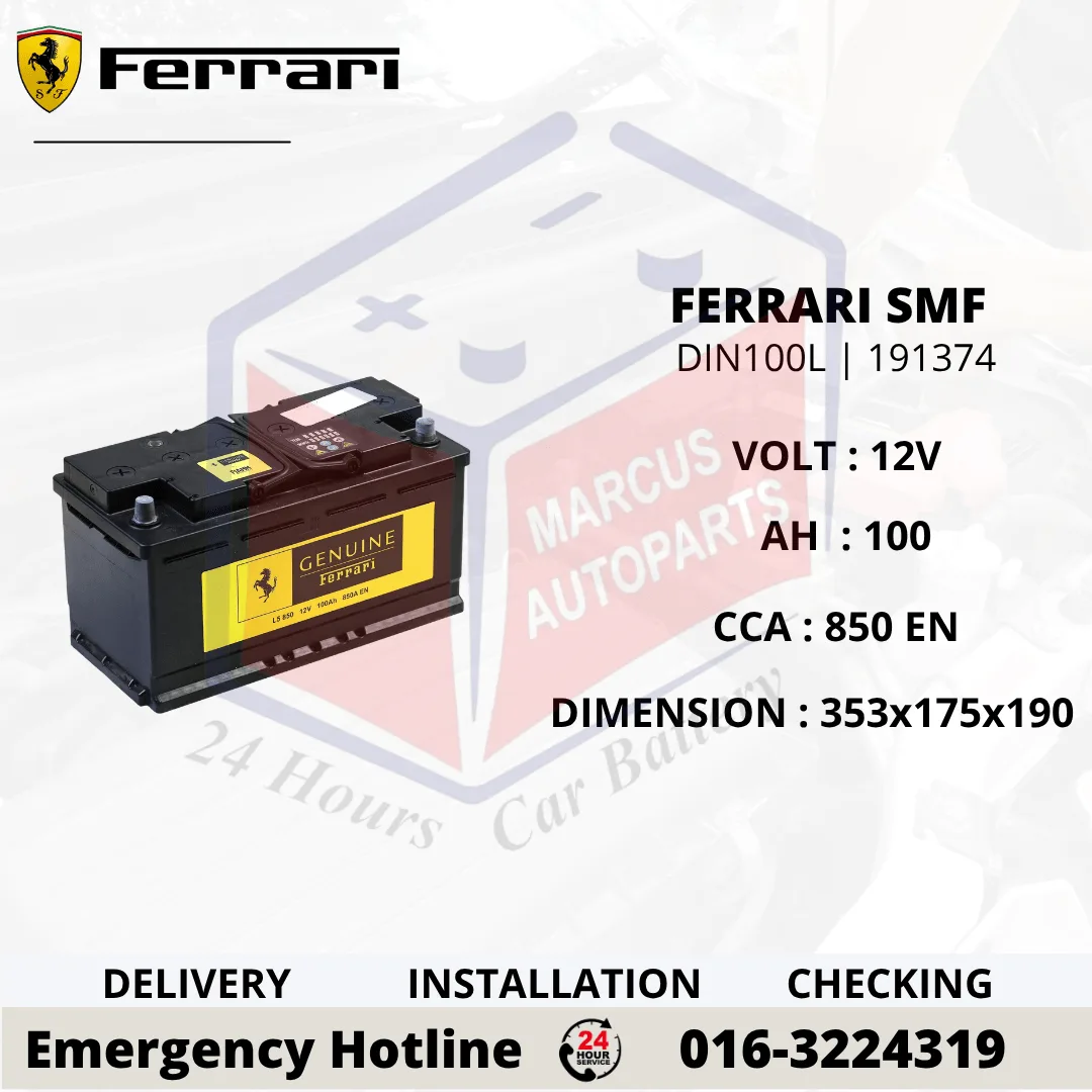 FERRARI SMF LN5 | DIN100L | 191374 100Ah 850EN MAINTENANCE FREE CAR BATTERY