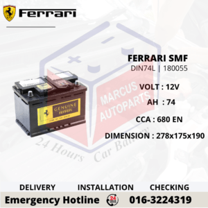 FERRARI SMF LN3 | DIN74L | 180055 74Ah 680EN MAINTENANCE FREE CAR BATTERY