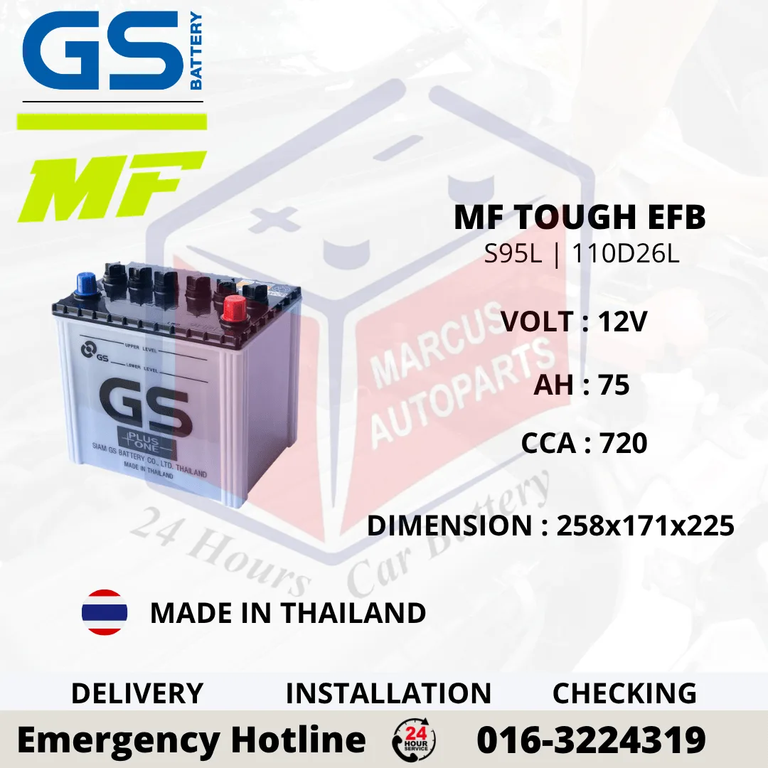 GS MF TOUGH EFB S95L | 110D26L 75AH 720CCA START-STOP CAR BATTERY