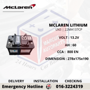 MCLAREN LITHIUM-ION LN3 | 22MA137CP | 60Ah 800EN LiFePO4 12V SYSTEM BATTERY