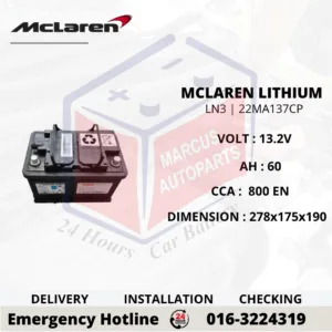 MCLAREN LITHIUM-ION LN3 | 22MA137CP | 60Ah 800EN LiFePO4 12V SYSTEM BATTERY
