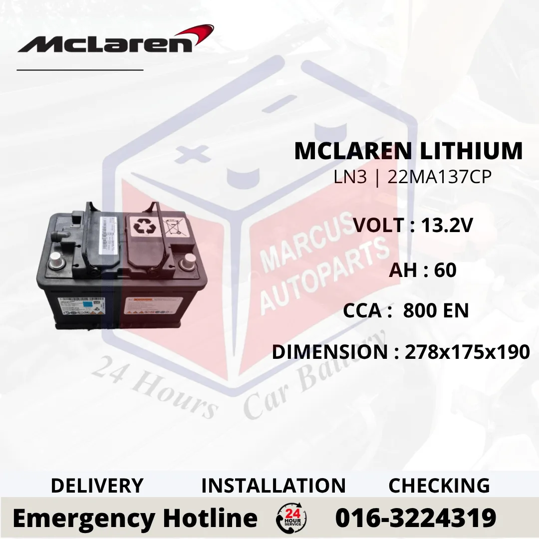 MCLAREN LITHIUM-ION LN3 | 22MA137CP | 60Ah 800EN LiFePO4 12V SYSTEM BATTERY
