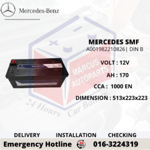 MERCEDES-BENZ SMF DIN B | DIN170 | A001982210826 170AH 1000EN SUPER HEAVY DUTY TRUCK BATTERY