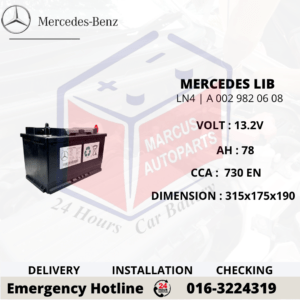 MERCEDES-BENZ LIB LN4 | A0029820608 13.2V 78AH 730EN LITHIUM-ION START-STOP CAR BATTERY