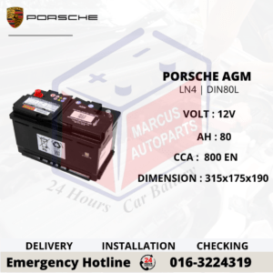PORSCHE AGM LN4 | DIN80L 80Ah 800EN START-STOP CAR BATTERY