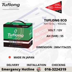 TUFLONG ECO NX110-5L | NS70L | 90D26L 55AH MAINTENANCE FREE CAR BATTERY