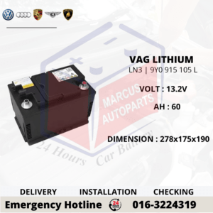 VOLKSWAGEN LITHIUM-ION LN3 9Y0 915 105 L 60Ah LIFEPO4 12V SYSTEM BATTERY