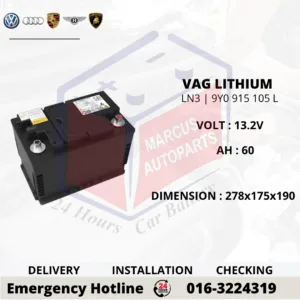 VOLKSWAGEN LITHIUM-ION LN3 9Y0 915 105 L 60Ah LIFEPO4 12V SYSTEM BATTERY
